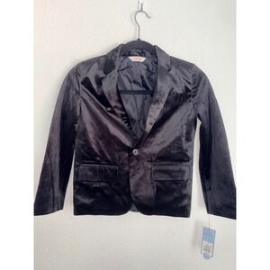 Cat & Jack Velvet Blazer Kids Size 7 Black NEW NWT Single Button Formal Jacket